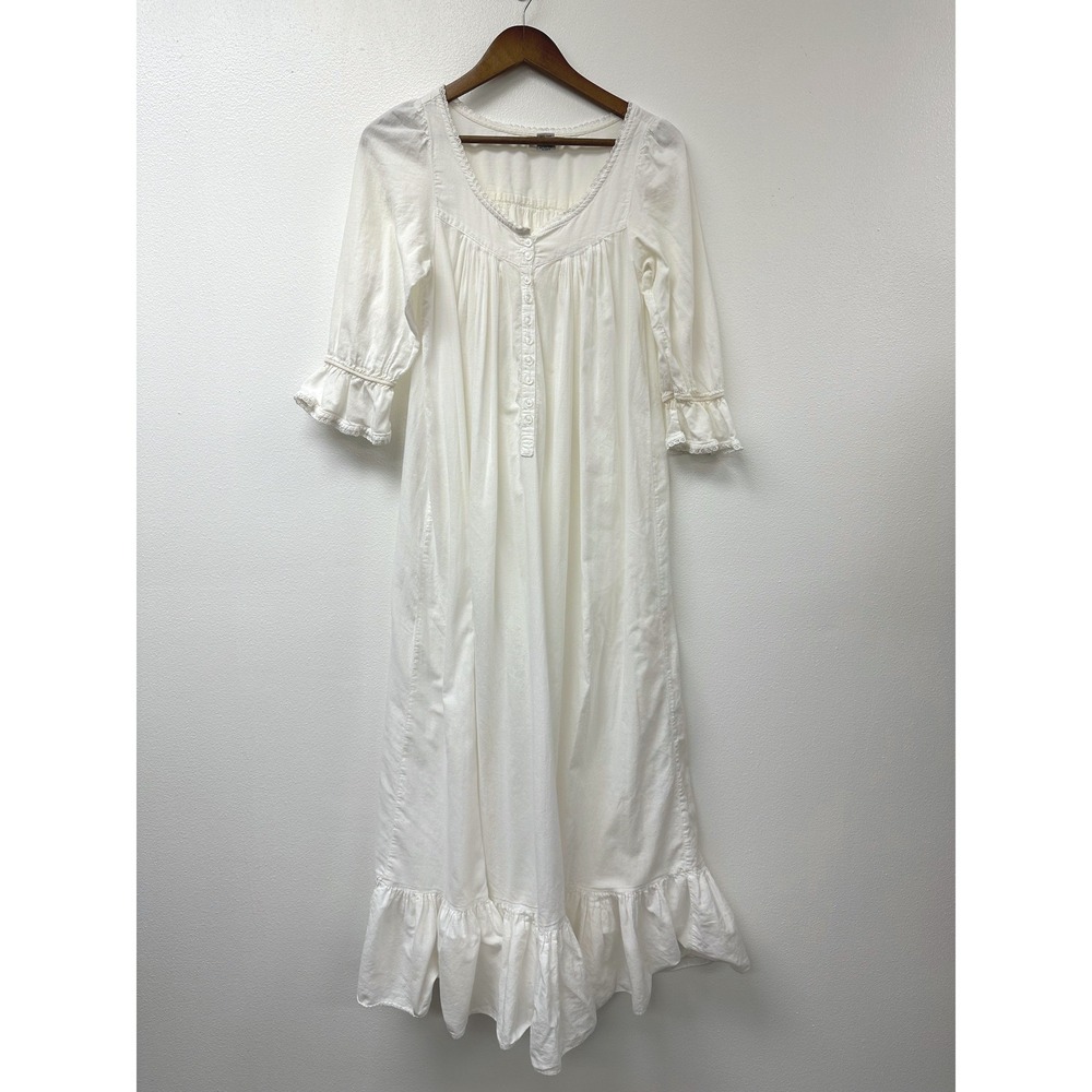 Vintage Body Drama Cotton Cottagecore Coquette Sleep Dress White M